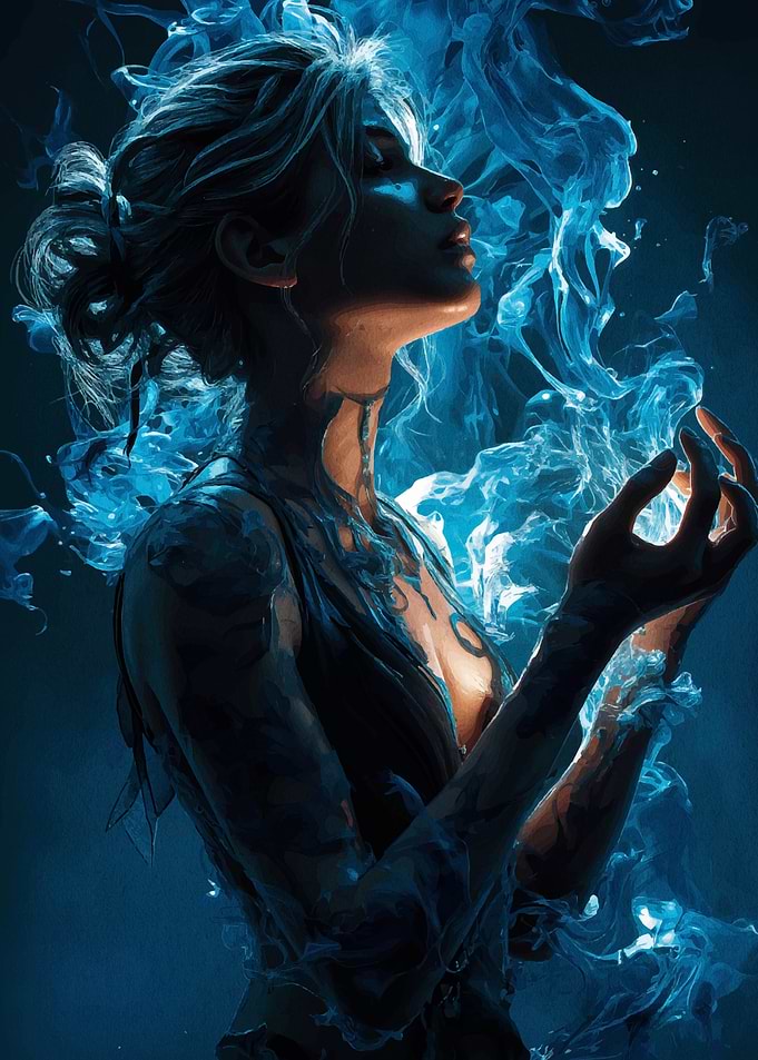 Mystical Woman with Blue Energy
