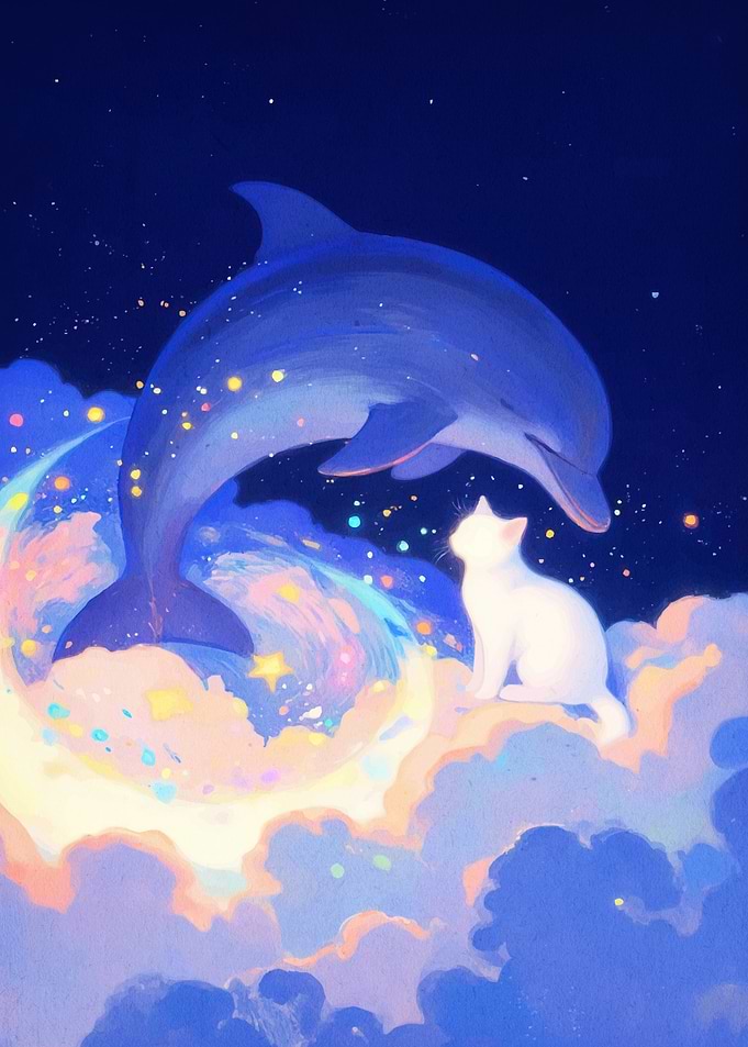 Dreamy Dolphin Cat