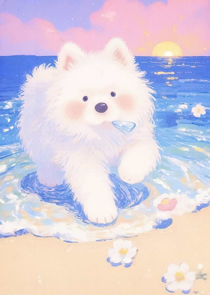 Cute Dog Beach Sunset
