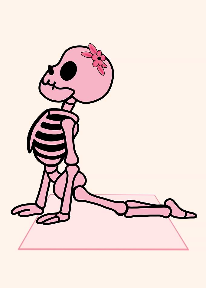 Cute skeleton doing yoga