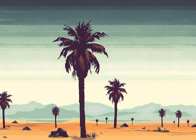 Pixel Art Palm Tree Landscape