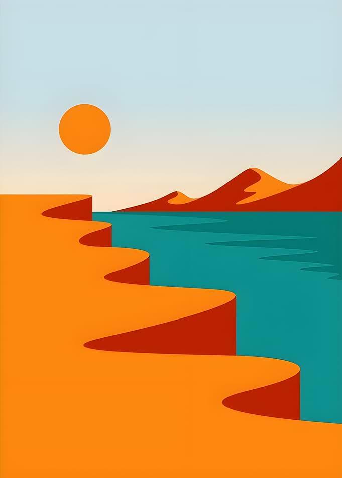 Minimalist Desert Landscape with Winding Path