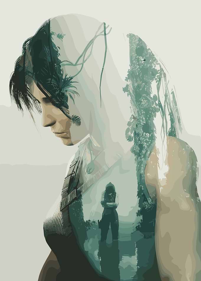 Lara Croft Double Exposure Portrait