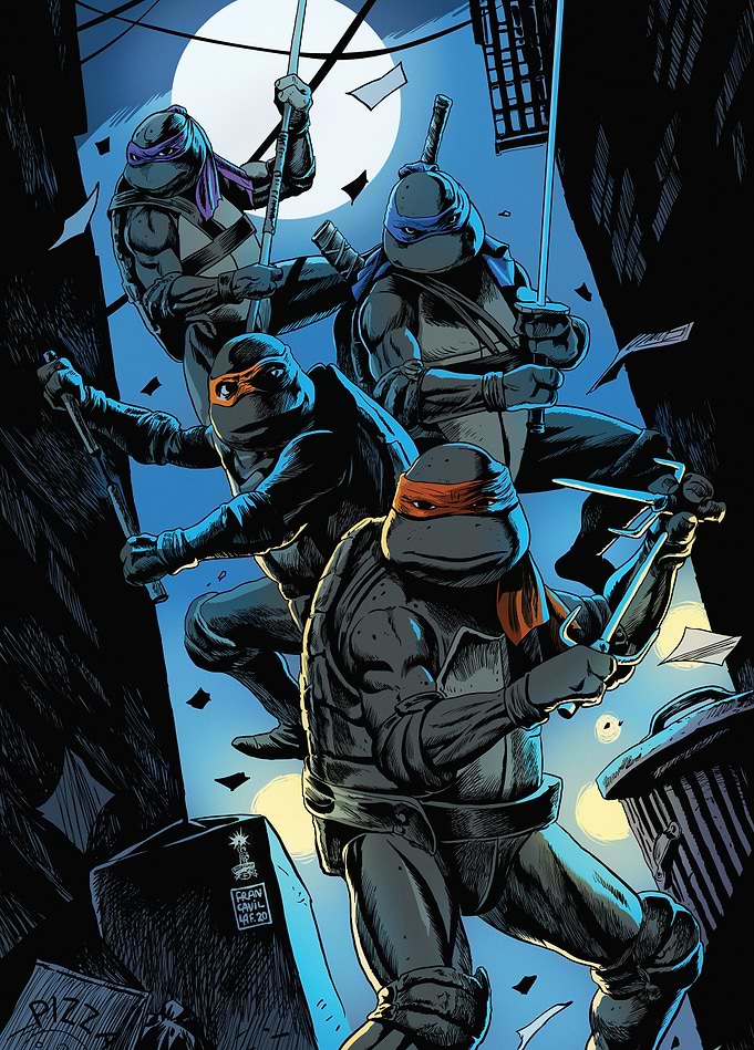 TMNT: Comic Night Alley Scene