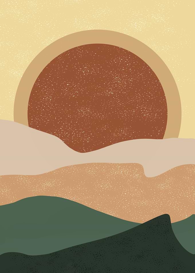 Abstract Landscape with Sun and Hills