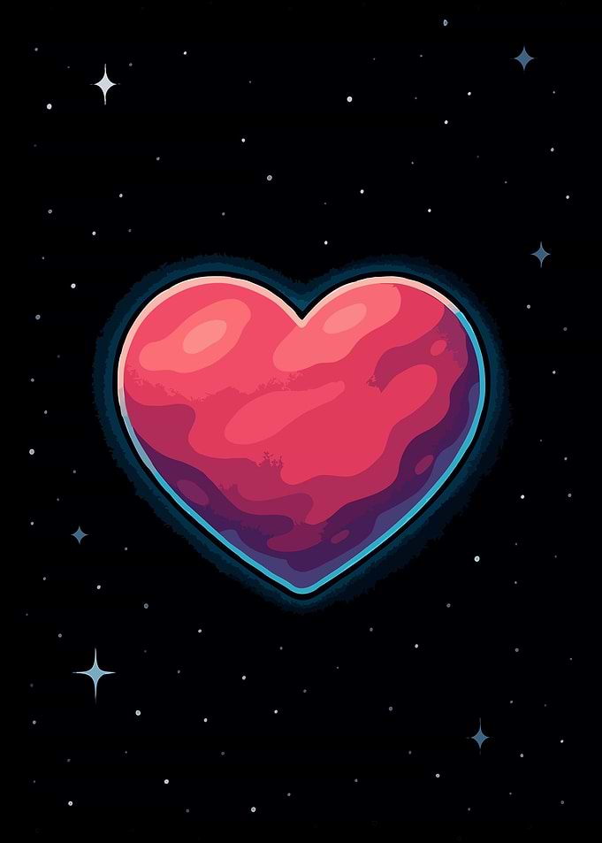 Heart Planet in Space Illustration art