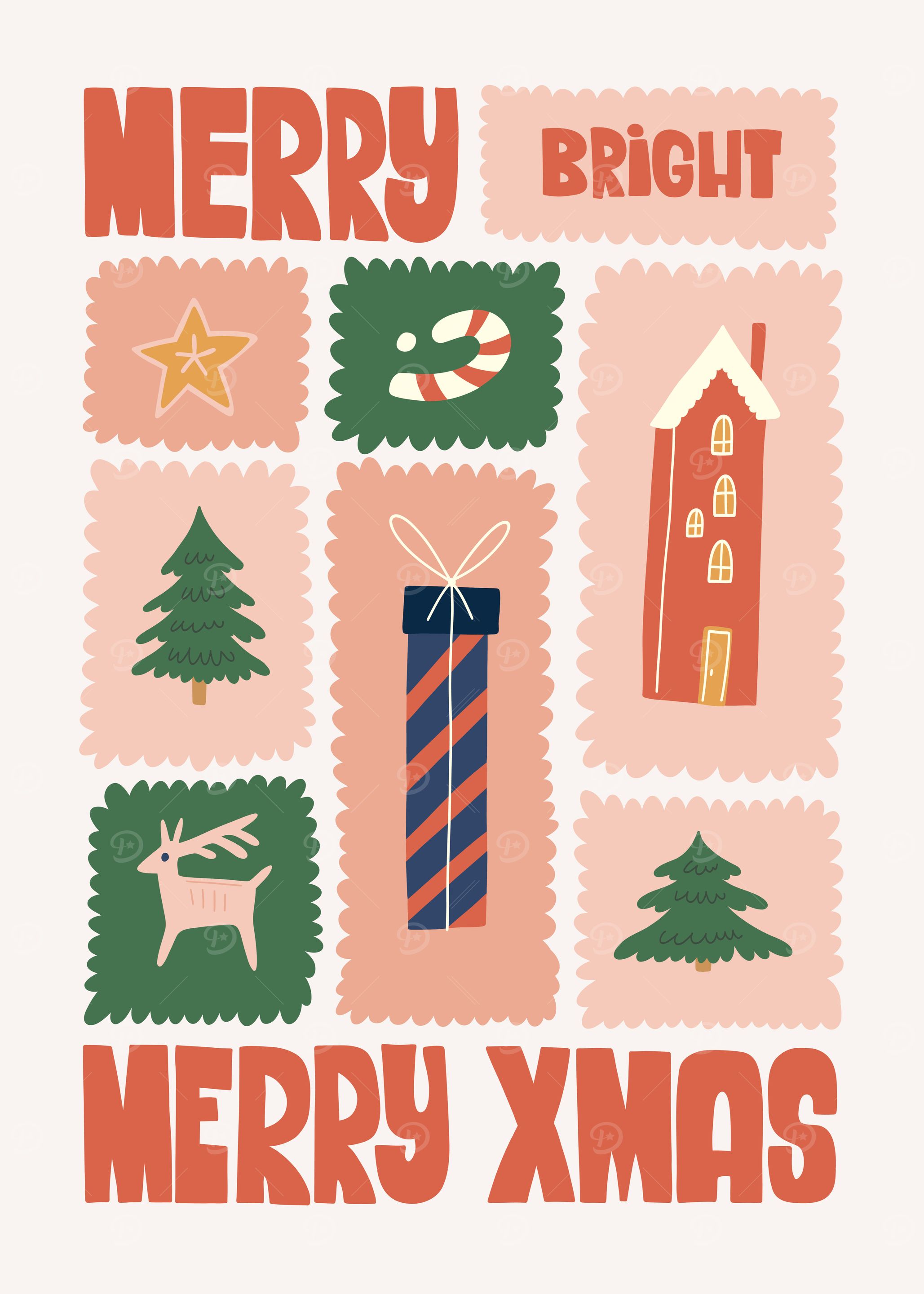 Merry Bright Xmas Holiday Card