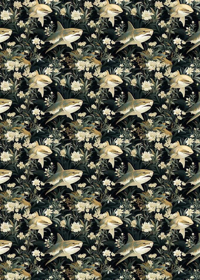 Sharks and Flowers Pattern