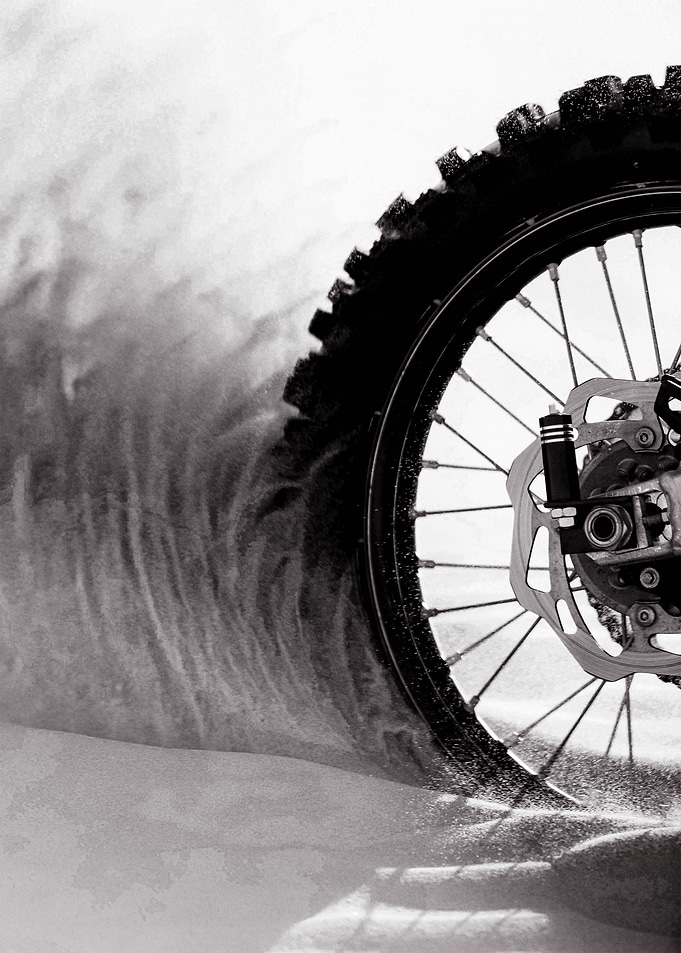 Motorcycle Wheel in Motion, Black and White