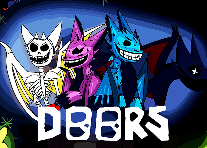 Cartoon Dragons with 'DOORS' Text