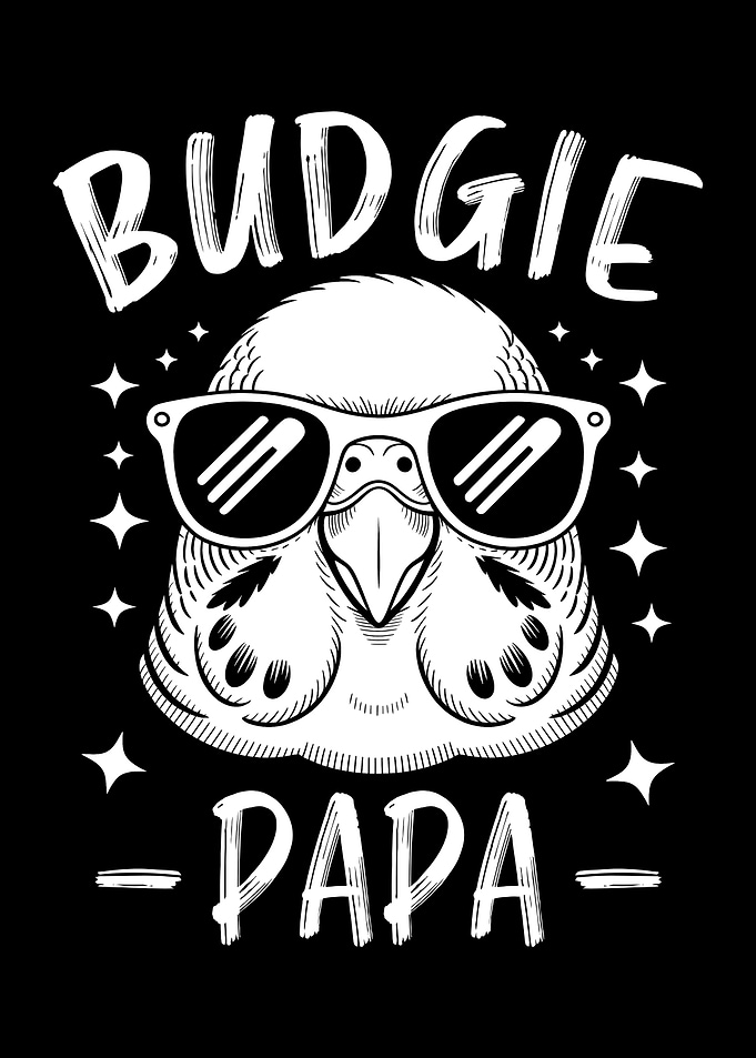 Budgie Papa Black and White Design