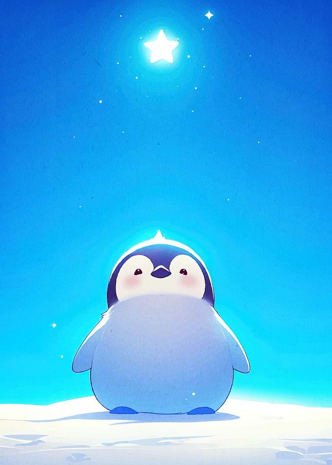 Cute Penguin Starry Sky