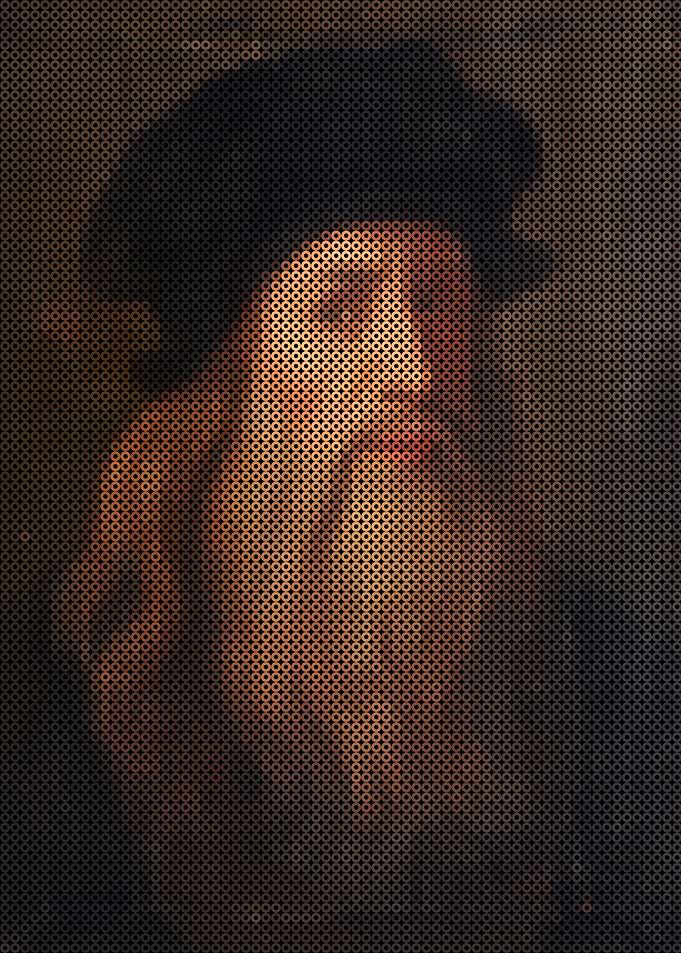 Portrait with Perforated Metal Overlay
