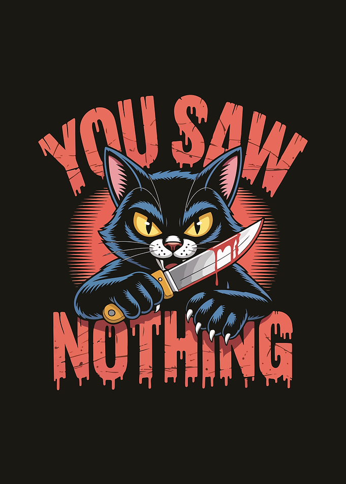 Creepy Cat with Knife Illustration