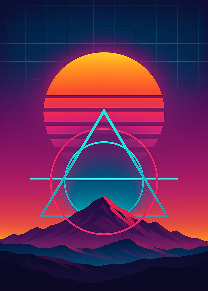 Synthwave Mountain Sunset