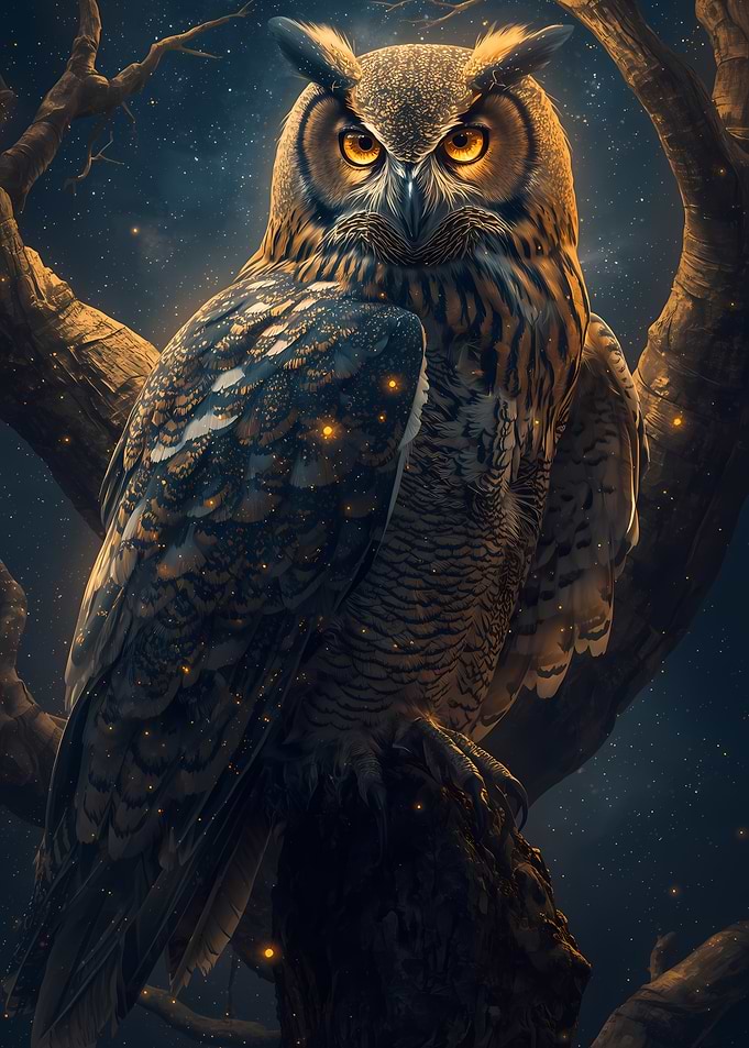 Majestic Owl Perched on Branch