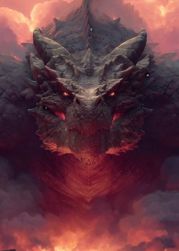 Majestic Dragon in Fiery Sky