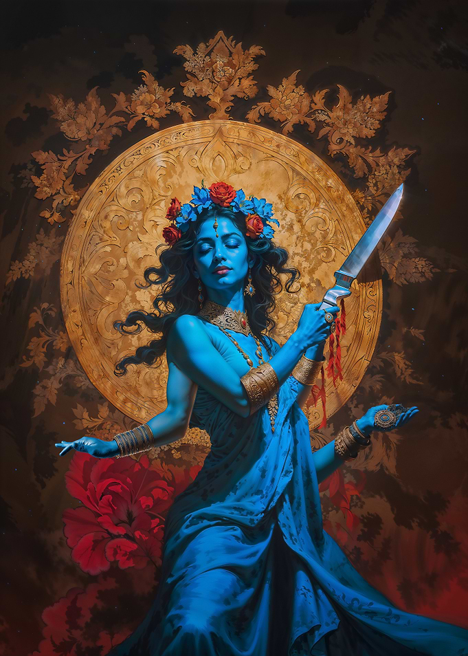 Divine Kali Goddess with Knife