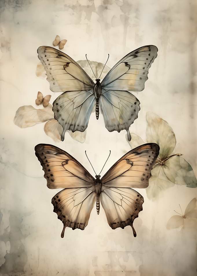 Butterflies Vintage Art