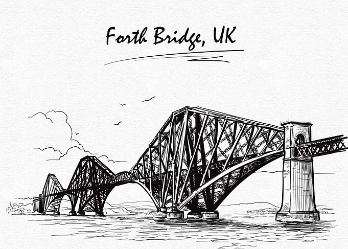 Forth Bridge, UK - Black and White