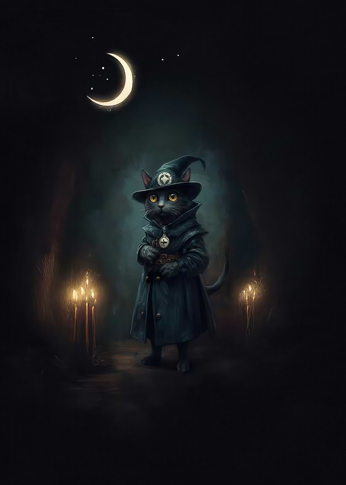 Wizard Cat in Dark Ambiance