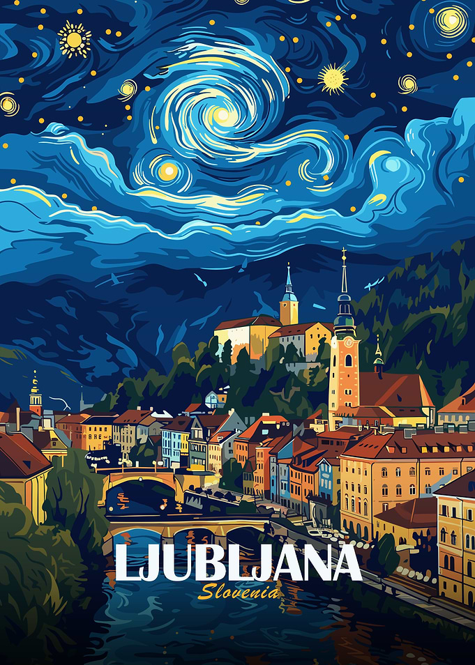 Ljubljana Slovenia Cityscape Art