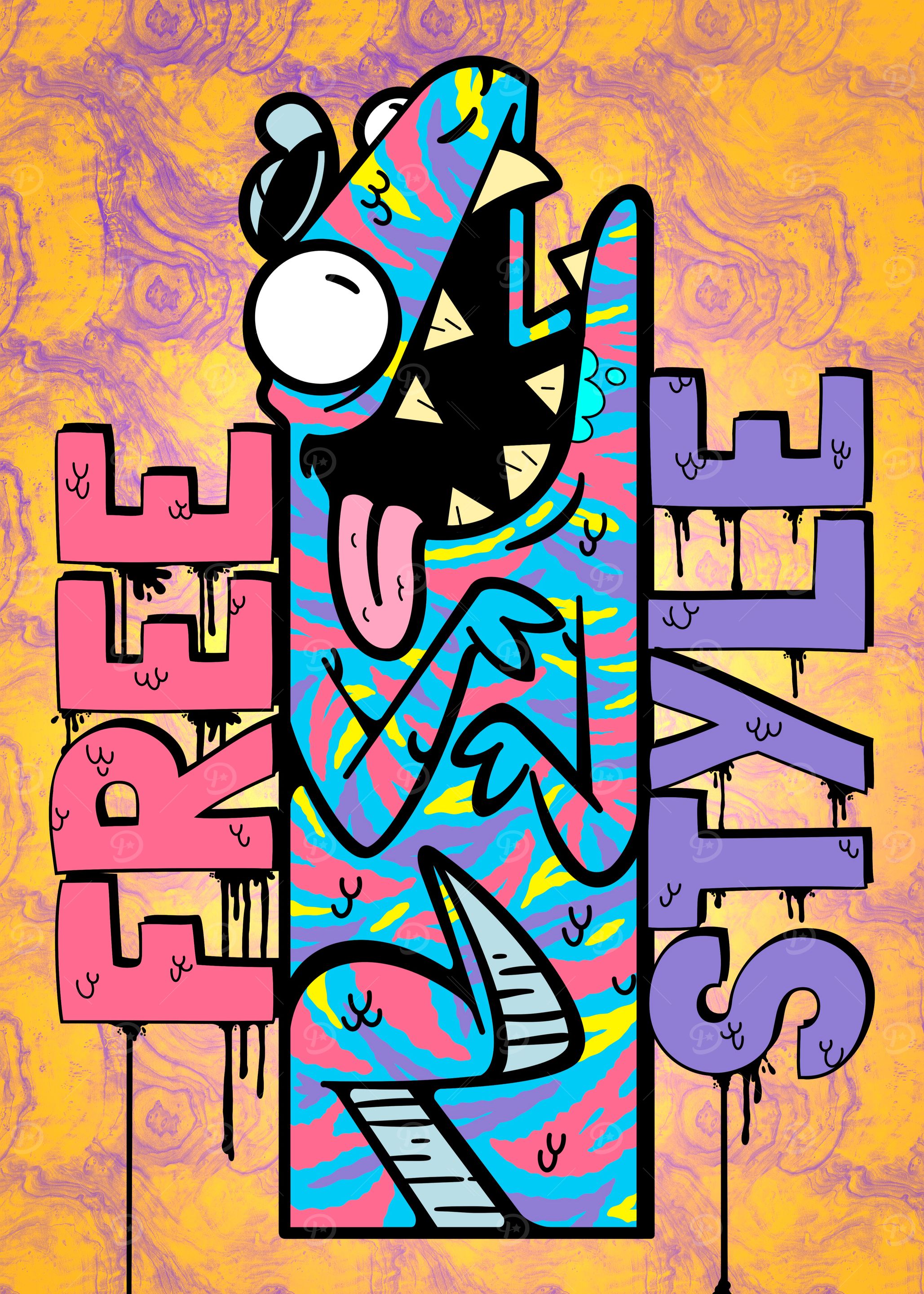 Freestyle Cartoon Monster Chameleon Art