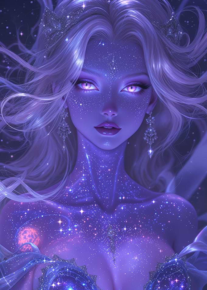 Celestial Woman with Starry Skin
