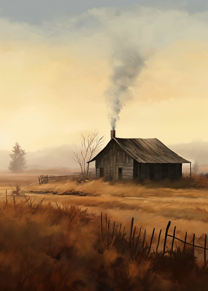 Rural Cabin in Autumn