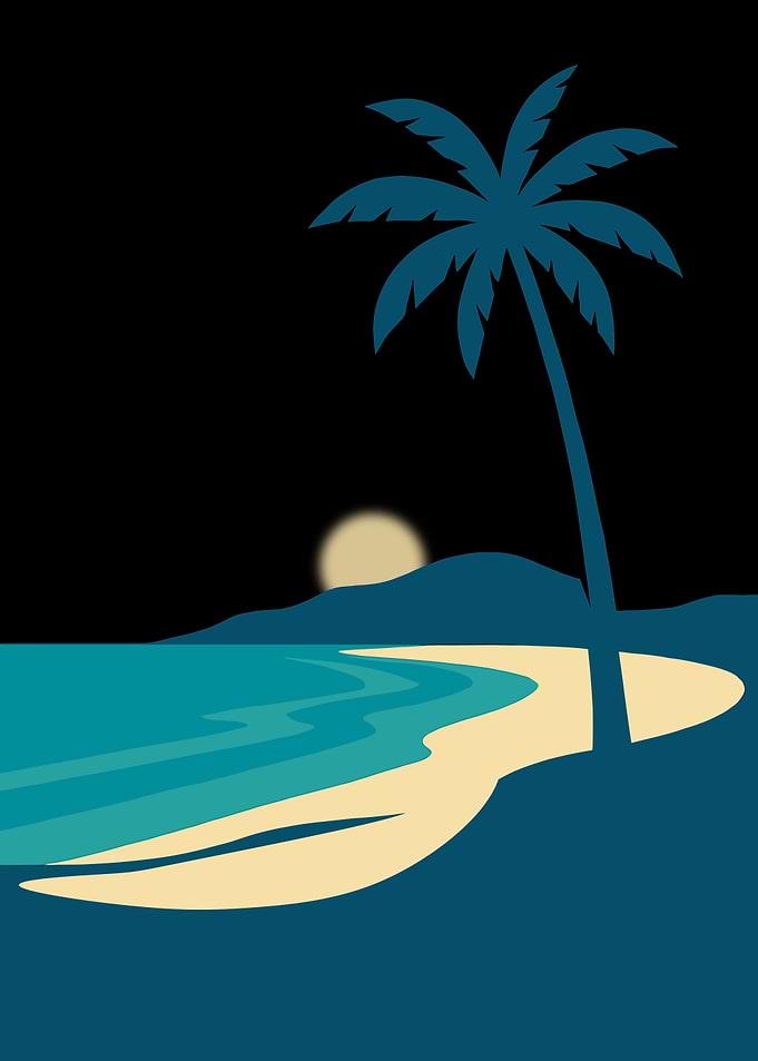Minimalist Tropical Beach Paradise with Palm Tree