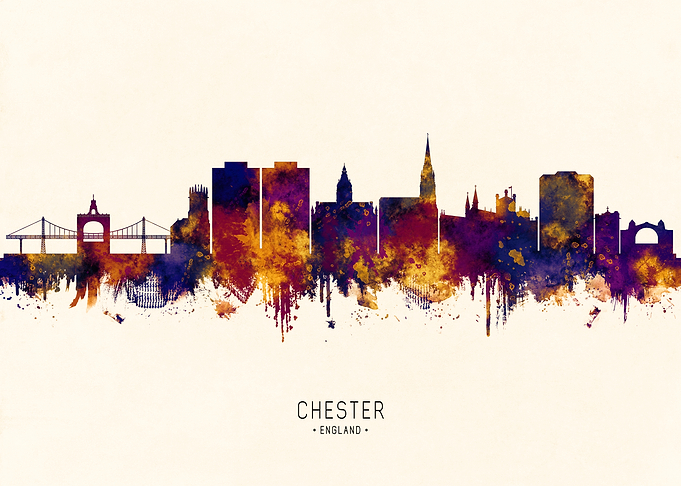 Chester England Skyline Watercolor