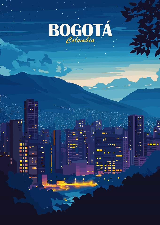 Bogotá Colombia Cityscape at Night