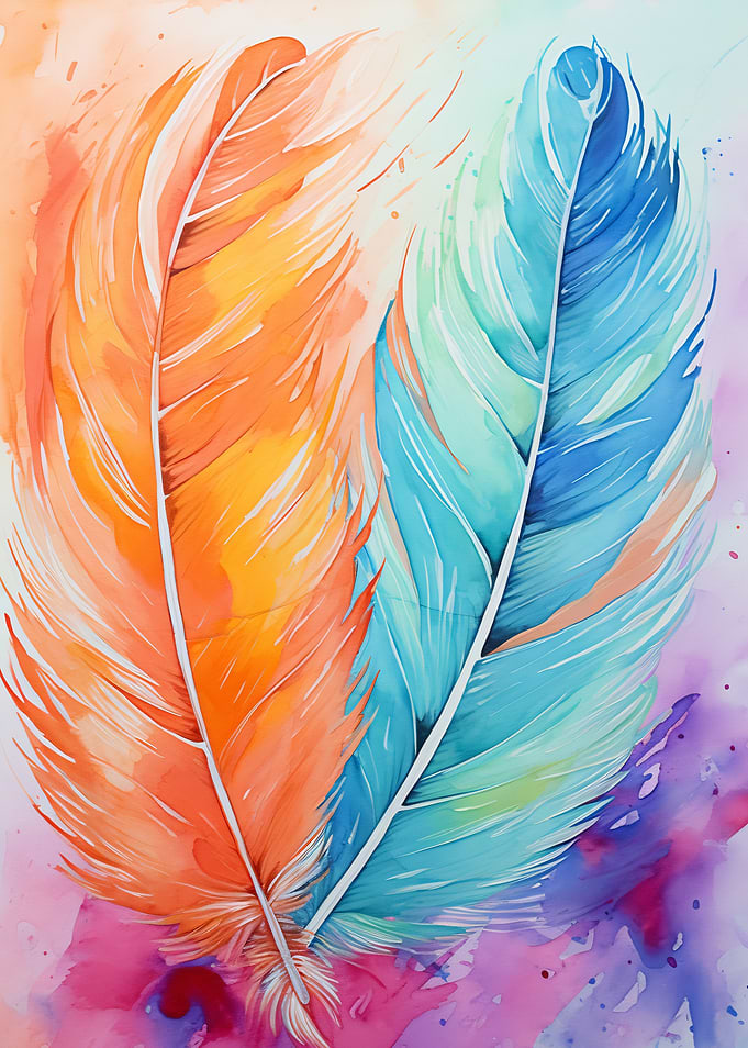 Watercolor Feathers Art
