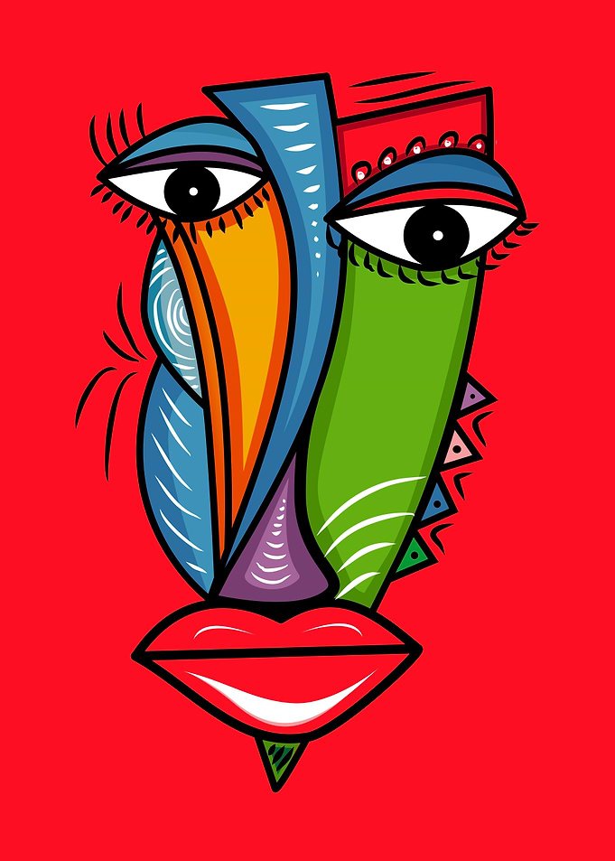 Abstract Face with Bold Colors