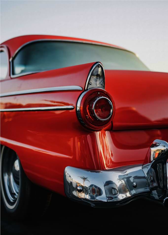 Red Vintage Car Tail Light Detail