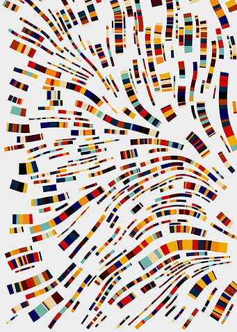 Abstract Colorful Arc Pattern on White