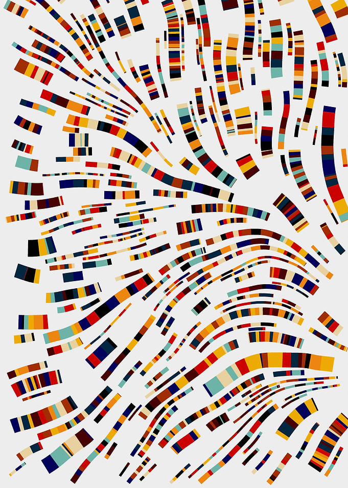 Abstract Colorful Arc Pattern on White