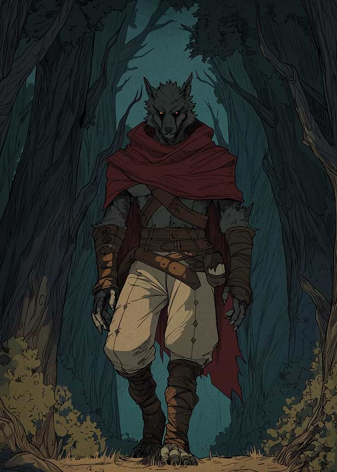 Werewolf in the Woods Illustration