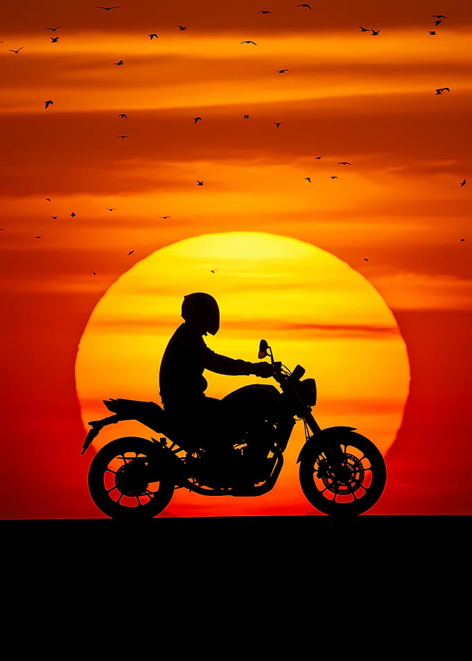 Motorcycle Silhouette at Sunset