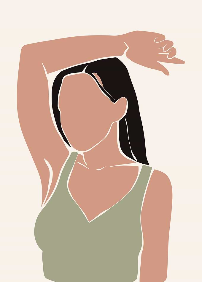 Minimalist Woman Portrait with Raised Arm
