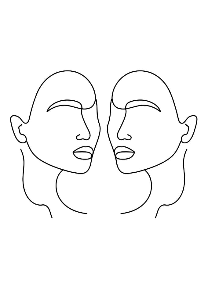 Minimalist Line Art: Two Faces