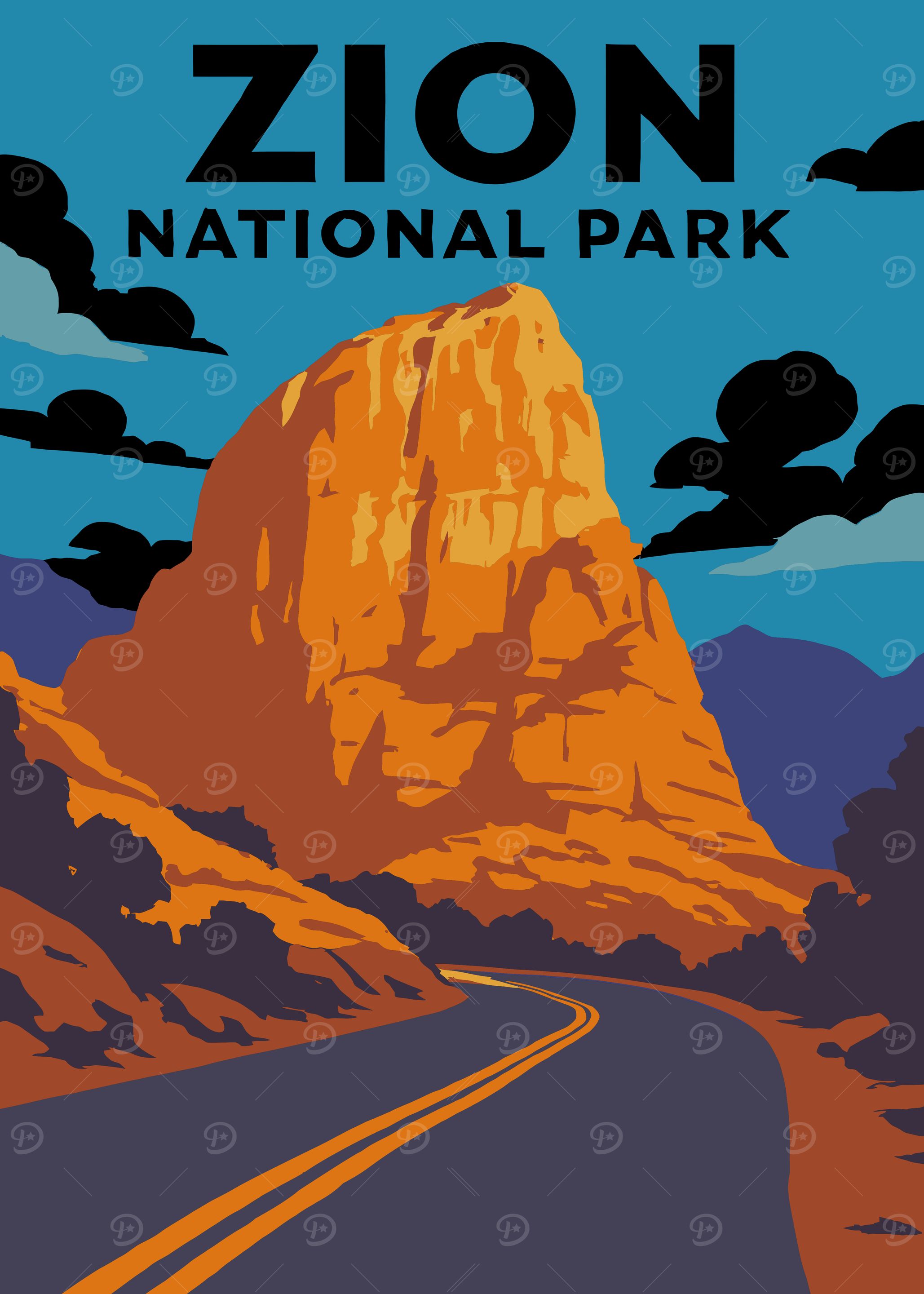 Zion National Park Vintage Travel Poster