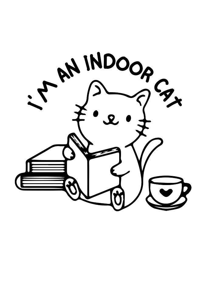 Indoor Cat Reading