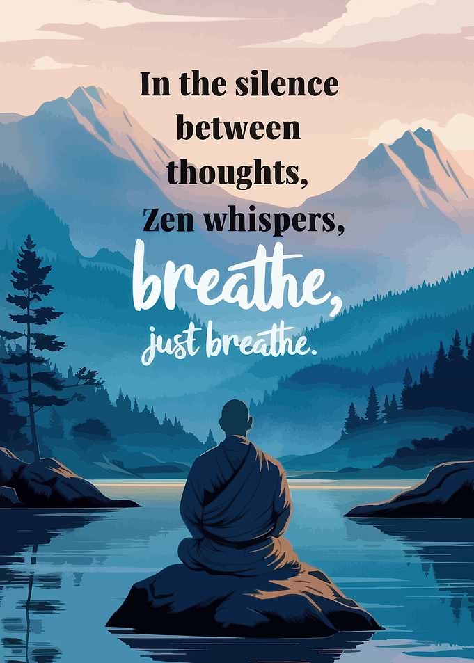 Zen Meditation Landscape with Inspirational Quote