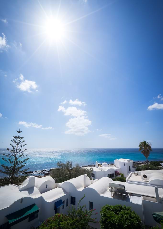 Greek Island White Buildings and Sea