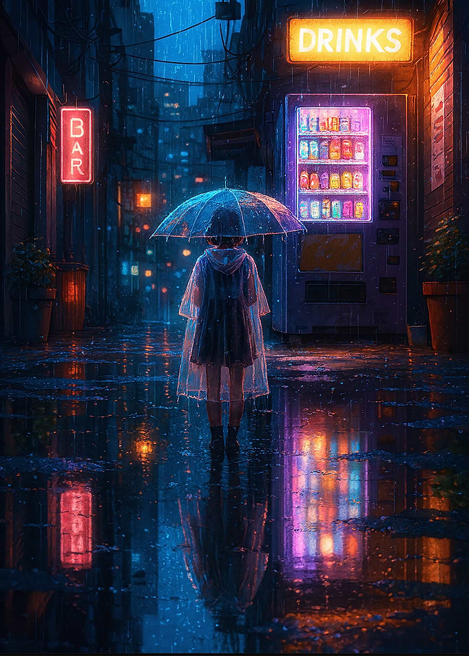 Rainy Night Street tokyo japan Looking for you girl