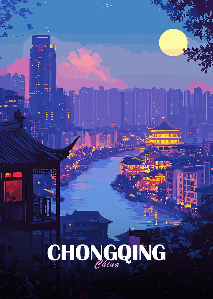 Chongqing China Cityscape at Night