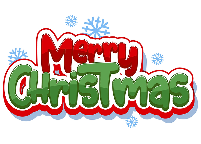Merry Christmas Text with Snowflakes