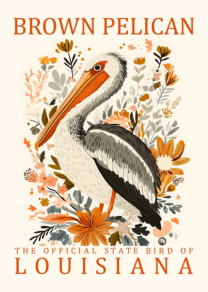 Brown Pelican Louisiana State Bird Art