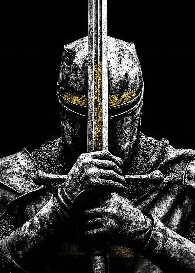 Medieval Crusader with Sword